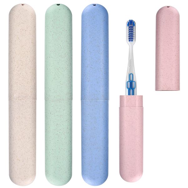 wugongshan 4 Pcs Travel Toothbrush Cases, Portable Travel Toothbrush Holder, Toothbrush Travel Case, Toothbrushes Storage Covers Cases Boxes, for Travel Camping Business Trip Holiday