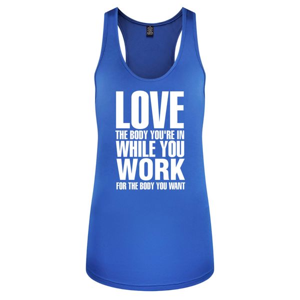 FANNOO Workout Tank Tops for Women-Womens Inspirational Funny Saying Fitness Gym Racerback Sleeveless Shirts Blue