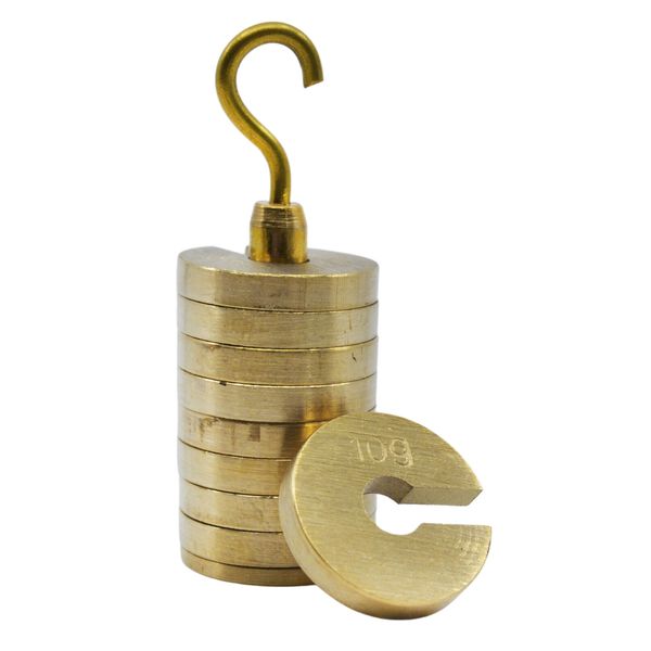 Slotted Weight Set, 100g - Brass - With Hook - Eisco Labs