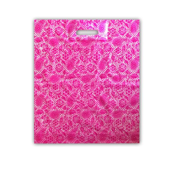 50pcs Medium Plastic Carrier Bags, Strong Double Patch Handle, Assorted Colours (Pink)