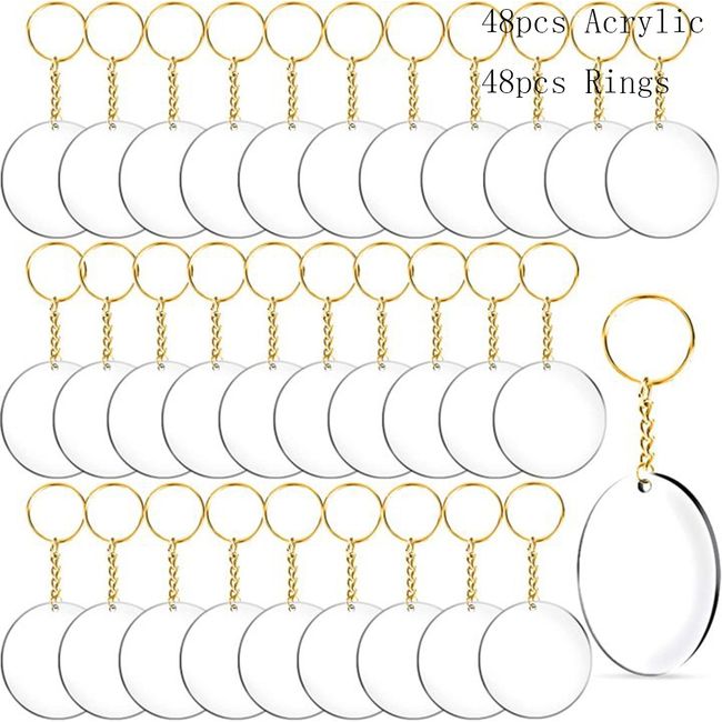 120 pcs Acrylic Keychain Blank with Key Rings: Tassels Key Chain for  Craft,Bulk Keychain Rings,Acrylic Keychain Blanks Rings,Key Chain Kit 
