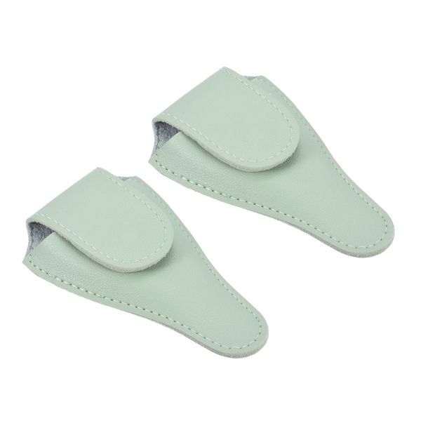 PATIKIL 4.5"x2.6" Embroidery Scissors Sheath, 2 Pack PU Leather Nail Cuticle Scissor Cover Small Pointed Nippers Scissors Protective Case, Light Green