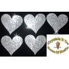 Silver 10 Fabric Sequin 40mm Hearts Iron-On