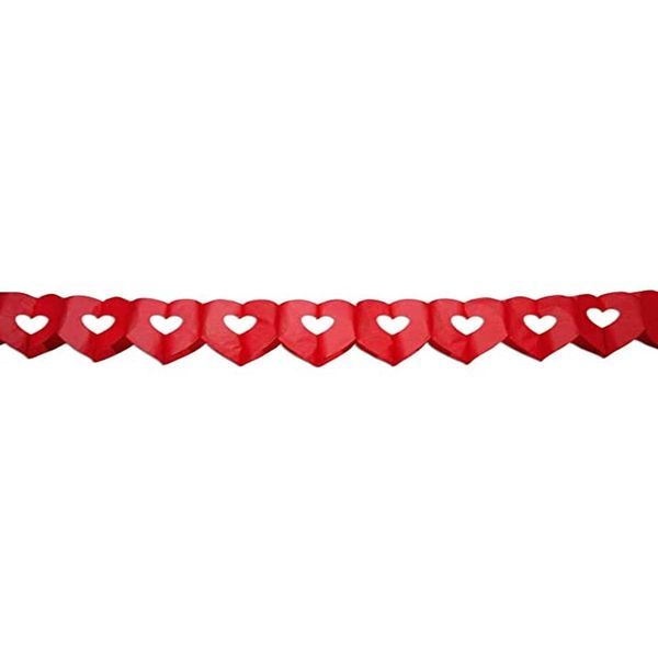 Folat 6 m garland, double heart, red