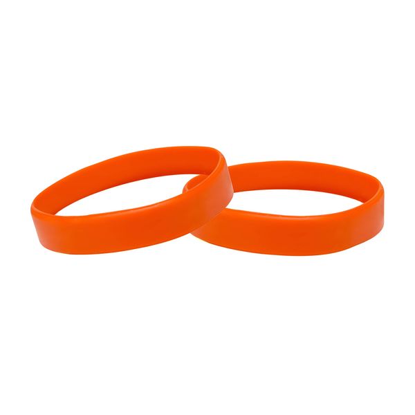 J&R Wristbands Silicone Wristbands 10 Pack Orange 202mm Adult size