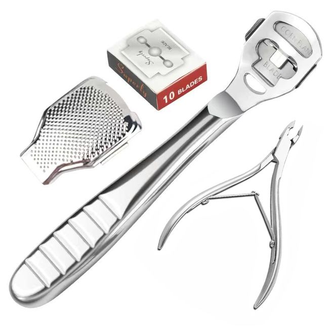 Pedicure Knife Callus Remover Tool, Silver Professional Heel Scrubber Dead  Skin Remover Pedicure Foot Care Tools for Men Women