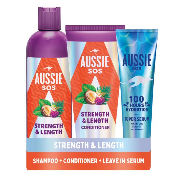 Aussie Strength And Length Shampoo And Conditioner Set, Hydrates And Strengthens Long, Weak Hair, Nourishes Fragile Hair To Help Prevent Split Ends And Breakage From Styling Damage