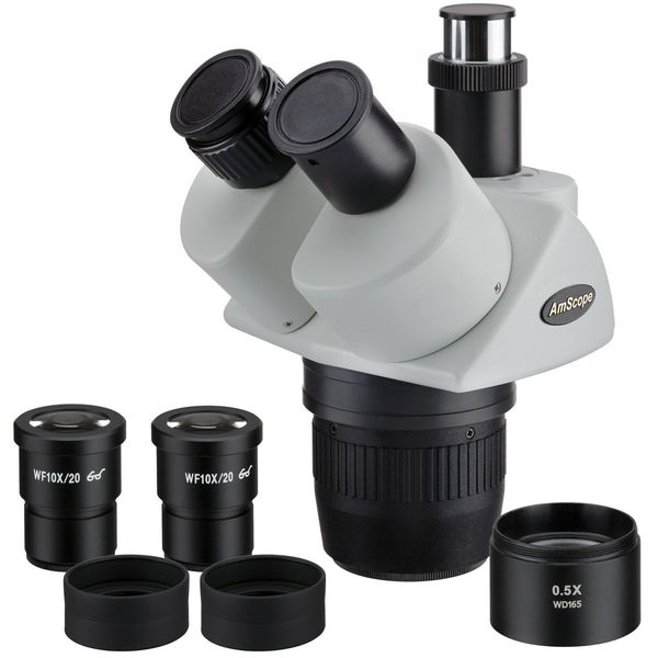 AmScope SW24TX 10x-20x-40x Super Widefield Stereo Trinocular Microscope Head