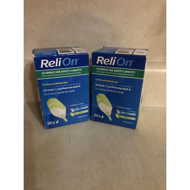 ReliOn Safety Lancets with 6" Tote 50 Single Use 30G