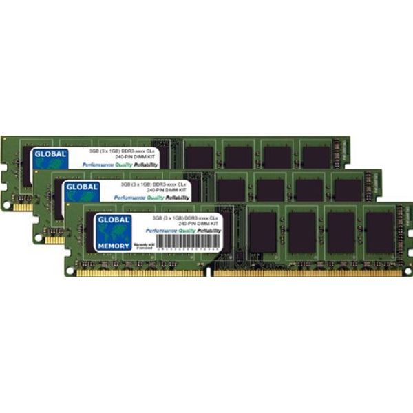 3GB (3 x 1GB) DDR3 1066/1333MHz 240-PIN DIMM MEMORY RAM KIT COMPATIBLE WITH PC DESKTOPS/MOTHERBOARDS