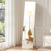 59" Full Body Mirror Rectangle Alloy Frame Floor Mirror with Stand Bedroom Decor