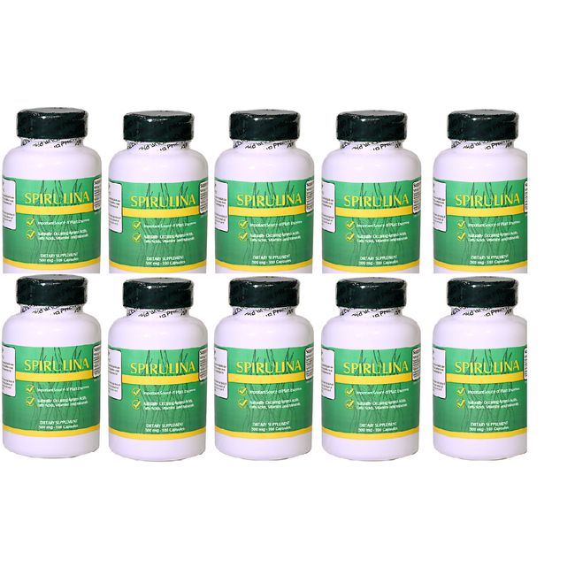 20 Bottles Spirulina, Vegetarian Protein 500 mg 100 Capsules MADE IN USA