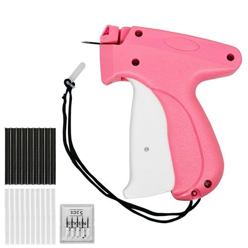 LYNHXLI Quick Stitch Gun for Clothes & Quilts fixing, Sewing, Hemming, with Micro Sewing Kit including 5 Extra Needles,1000 pcs Black Fasteners & 1000pcs White Fasteners(5mm), PINK