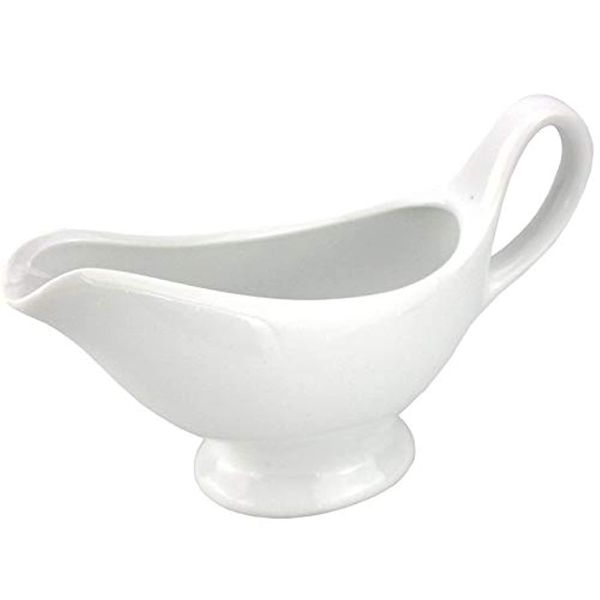 Glow Traditional Gravy Boat – Elegant White 150ml Ceramic Serving Jug for Cream Custard Sauces – Perfect for Dining Table Restaurant Café Christmas Wedding Roast Dinners – Dishwasher Microwave Safe