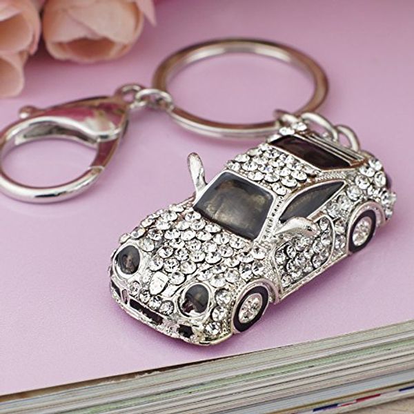 HARDWARE FOR YOU LTD 1 CAR CRYSTAL KEYRING KEYCHAIN SILVER FINISH