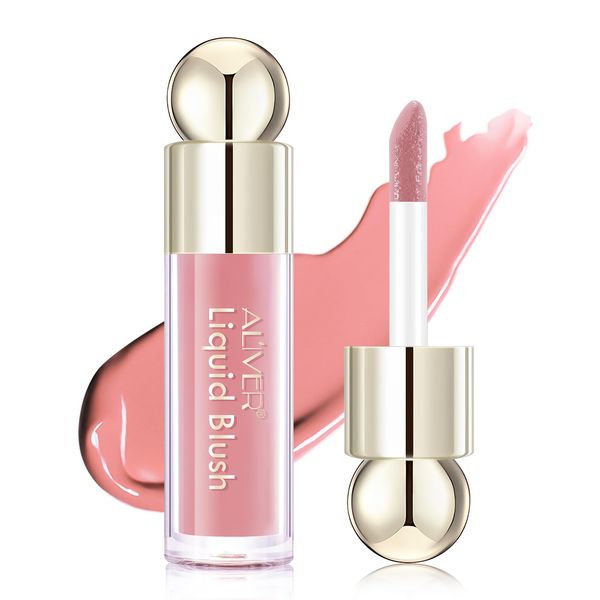 Liquid Blush, 7.5ml Velvet Liquid Blush Smooth Cream Blush, Waterproof Lightweight Natural-Looking Smooth Natural Long-Wearing Liquid Blusher-Happy(Pack of 1)