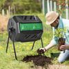 Garden Compost Bin Dual Tumbler Rotating Outdoor Composter with Sliding Doors