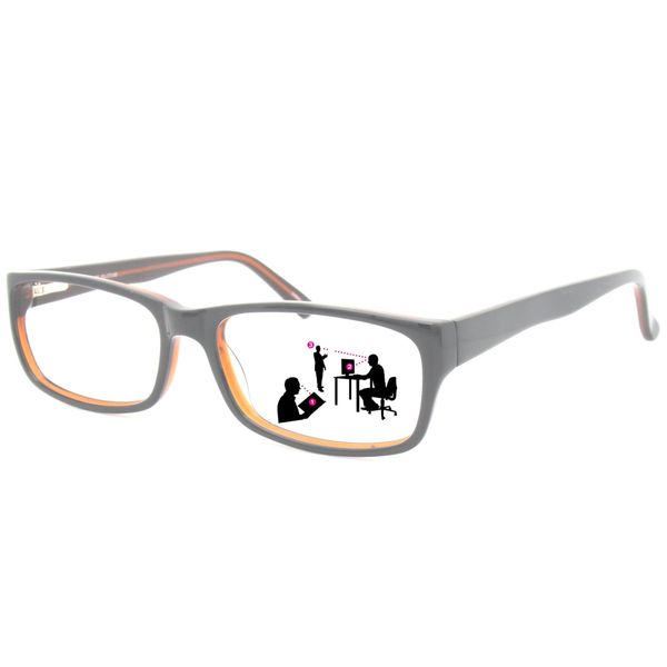 Sightline Multifocal Progressive Power Reading Glasses Medium Fit Black with Brown 1.50