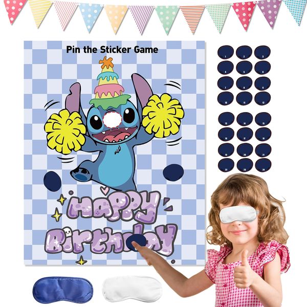 Lilo and Stitch Birthday Party Games Decorations for Kids, Pin The Nose on The Stitch Birthday Games for Boys Girls, Stitch Birthday Party Supplies Favors