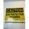 BRADY Caution Eye Protection Required Sign, 10 in Height, 14 in Width, Plastic