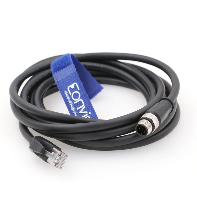 Eonvic Cavo Ethernet industriale da M12 a RJ45, 8 pin, con sensore di codice, Gigabit Ethernet, Cat-6, cavo schermato ad alta flessibilità, per fotocamera industriale Cognex (2 m, blu