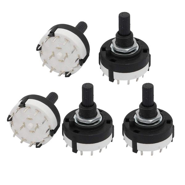 uxcell 5PCS 2 Pole 6 Throw 12 Positions 6mm Shaft Diameter Rotary Selector Switch