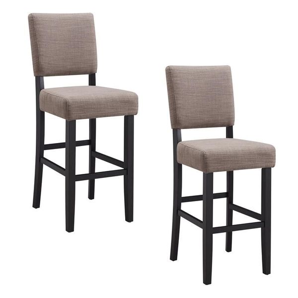 Leick Favorite Finds Wood Upholstered Back Bar Stool Set of 2 in Black/Gray