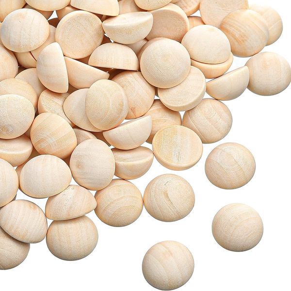 150pcs 20mm Wooden Balls for Crafts Split Half Wooden Balls, Unfinished Split Wood Ball ，Natural Mini Round Wooden Balls Unfinished Felt Balls for Crafts Painting DIY, Christmas Day Decorations