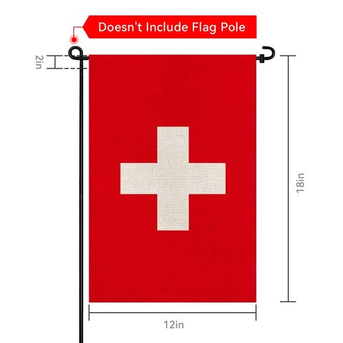 Switzerland Garden Flags Small Swiss Flag 12x18 Inch Double-Sided Burlap Flag for Outdoor Yard, Porch & Patio Decoration (Switzerland)