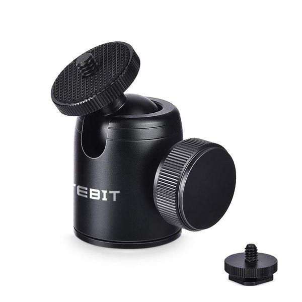 UTEBIT Mini Kugelkopf Stativkopf 24mm Ballhead Diameter Max Load 5Kg 360 Grad Kamera Kugelkopf mit 1/4"Schraube Hot Shoe Anzug für alle Arten von DSLR Kamera Stativ LCD-Monitor Blitz Licht Halter usw.