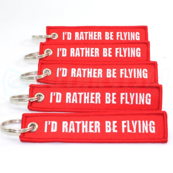 Rotary13B1 I'D RATHER BE FLYING - Key Chain Tags Red/White - 5pcs