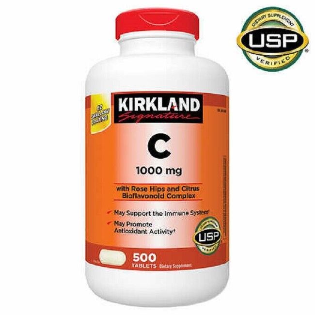 Kirkland Signature Vitamin C with Rose Hips 1000mg.,500 Tablets Exp-09/2027