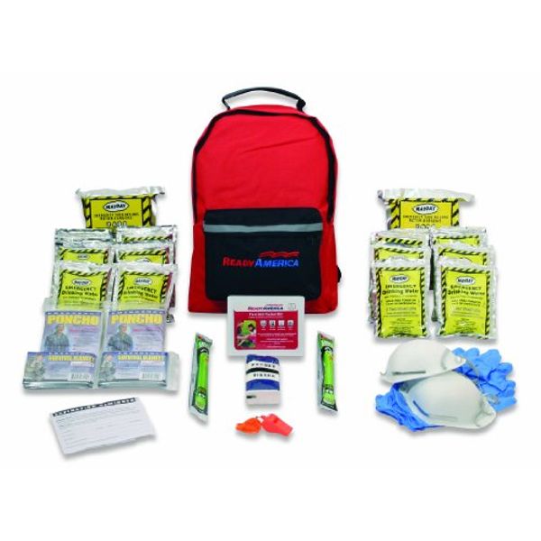 Ready America 70280 72 Hour Emergency Kit, 2-Person, 3-Day Backpack, Includes First Aid Kit, Survival Blanket, Portable Preparedness Go-Bag for Camping, Car, Earthquake, Travel, Hiking, and Hunting, Red