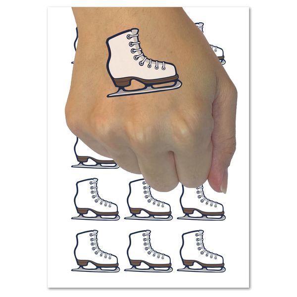 Ice Skating Figure Skates Temporary Tattoo Water Resistant Fake Body Art Set Collection - 15 2" Tattoos (1 Sheet)