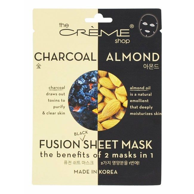 2 pk-The Creme Shop - 2 in 1 Fusion Black Face Sheet Mask Charcoal & Almond