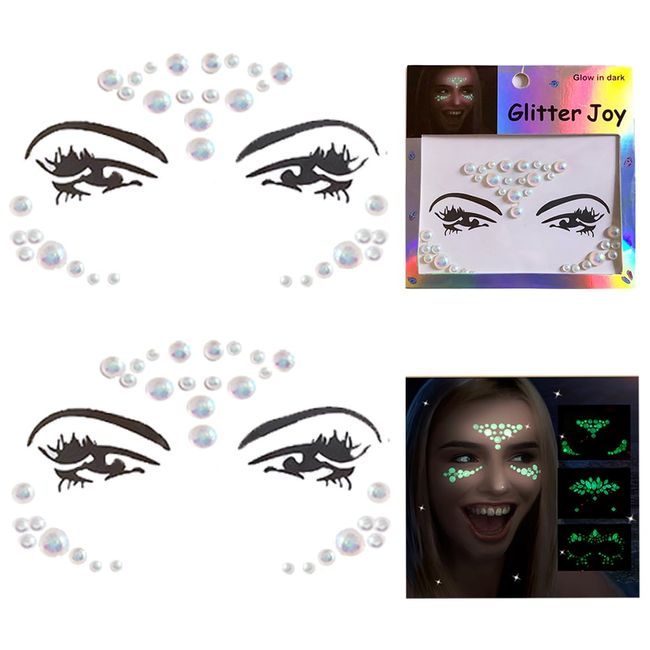 Luminous Face Gems Stick on face Rhinestones for Makeup Rave Jewelry Temporary Stickers Halloween