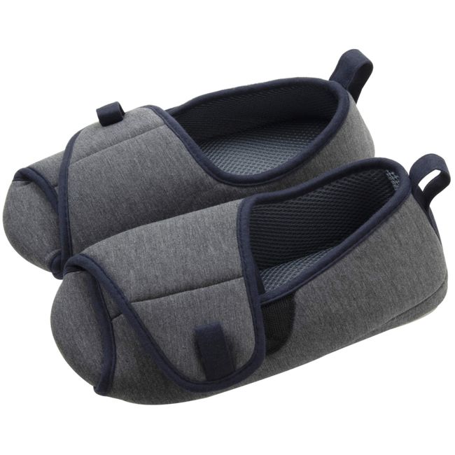 Nippon 310557 Slippers, Room Shoes, Racco 10.6 - 11.2 inches (27 - 28.5 cm), Navy, Fluffy Wrap, For Facilities, Washable, Easy to Put On and Take Off