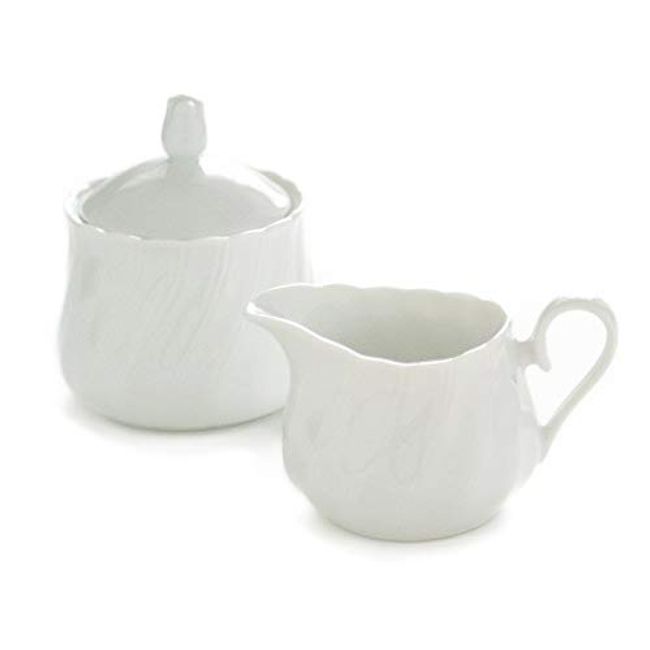 [White Tableware] Premium White Porcelain Torsion Torsion Sugar Pot & Creamer