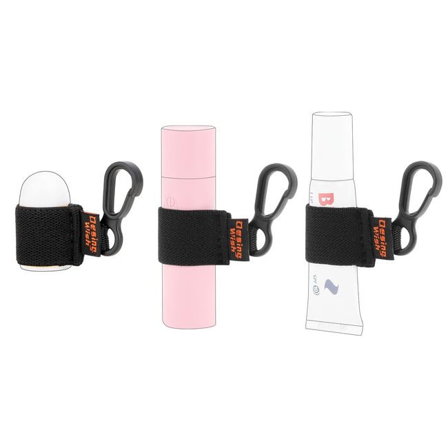 Desing Wish 3 PCS Mini Chapstick Holder Keychain Elastic Sleeve Chapstick Keychain Holder for Lip Balms/Lip Gloss/Lipsticks, Portable Lip Balm Holder Sleeves for Keys/Purse/Lanyard - Black