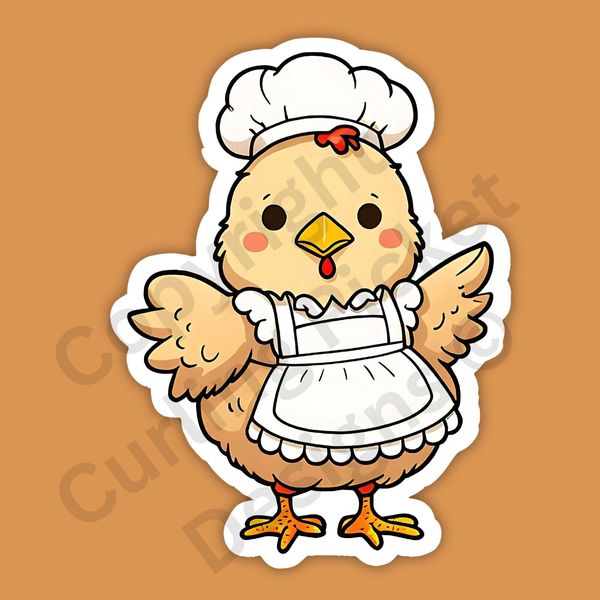 Chicken Dressed As French Maid Funny Cute Farm Animal Pet 3" Vinyl Sticker