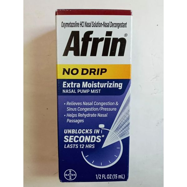 Afrin No Drip 12 Hour Pump Mist, Extra Moisturizing, 0.5 Ounce