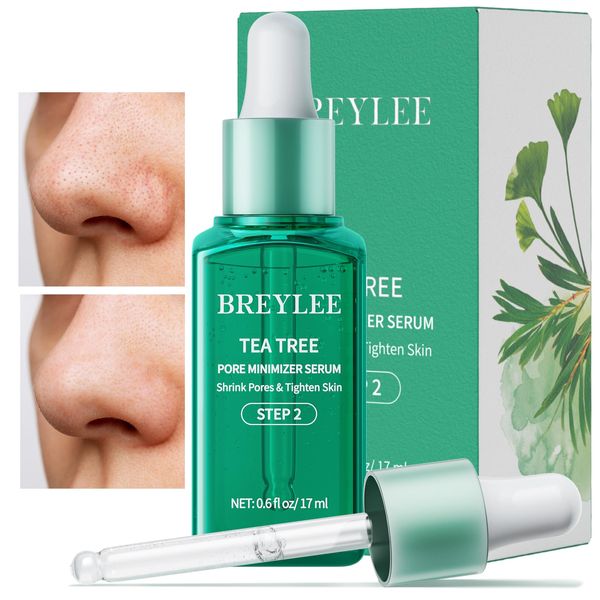 Pore Minimizer Serum， BREYLEE Pore Refining Serum for Face & Nose, Oil Control Firming, Shrinking Pore & Tightening Skin, Pore Moisture after Blackhead Remover, Clam and Soothing Skin Care