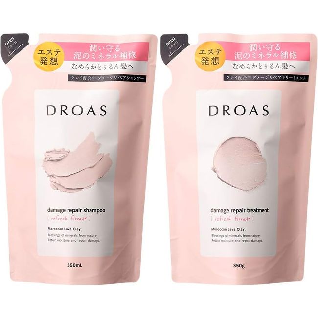 [Refill Set] DROAS Damage Repair Shampoo/Damage Repair Treatment, Refreshing Floral Scent, Damage, Mud, Mud, Moist, Cohesive, Damage Care, Hair Color, Keeps Color Through Your Fingertips