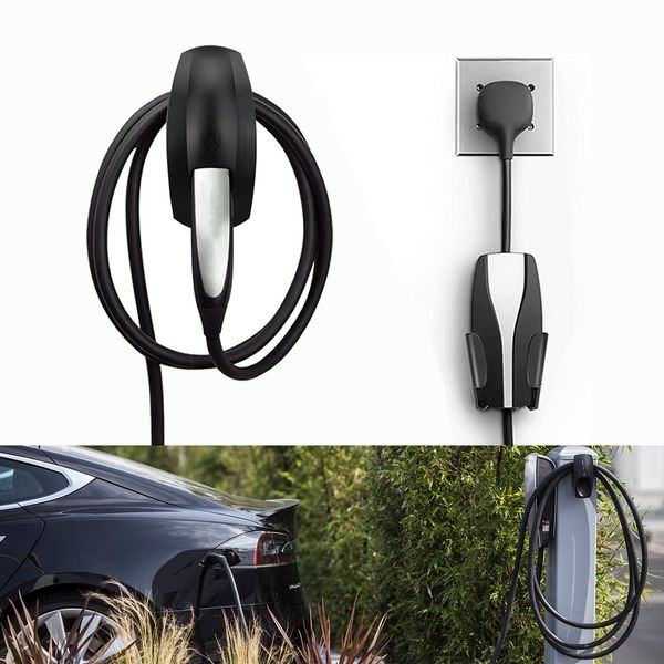 SEVEN SPARTA Charging Cable Holder with Chassis Bracket for Tesla Model 3 Model Y Model X Model S Charger Cable Organizer Tesla Accessories Car Wall Connector (Black)