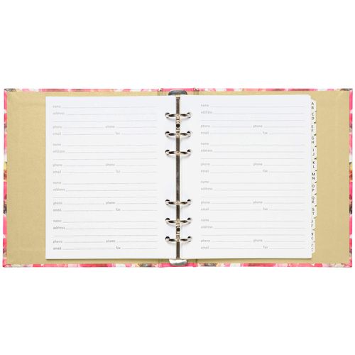 C.R. Gibson Floral Watercolor Refillable 6-Ring Address Book, 440 Entries, 6.5" W x 7.25" L