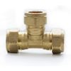 TC Compression Brass Equal Tee 15mm for Copper Pipe Connector -Pack of 5