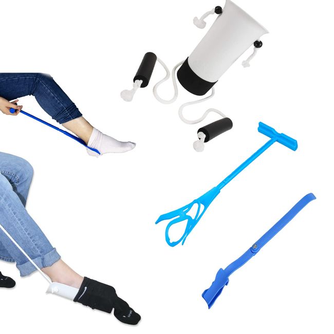 Three-piece set of dressing aid for compression stockings, shoe horn, small sock dressing aid, socks dressing aid, seniors, aid when taking off socks, pregnant women