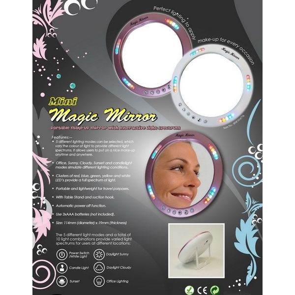 TRAVEL MAKEUP MIRROR WITH LED LIGHTS