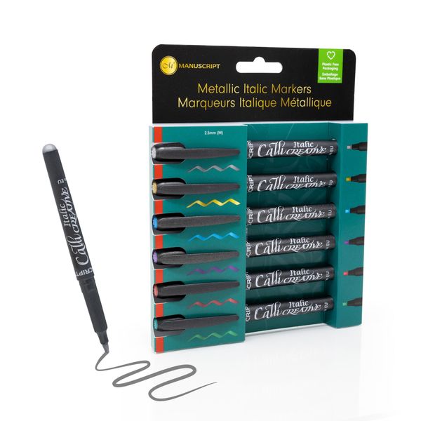 MANUSCRIPT Pk 6 Callicreative Metallic Italic Markers, Assorted