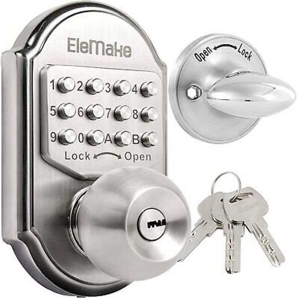 Mechanical Keyless Entry Door Lock Digital Code Keypad Knob Combination Deadbolt